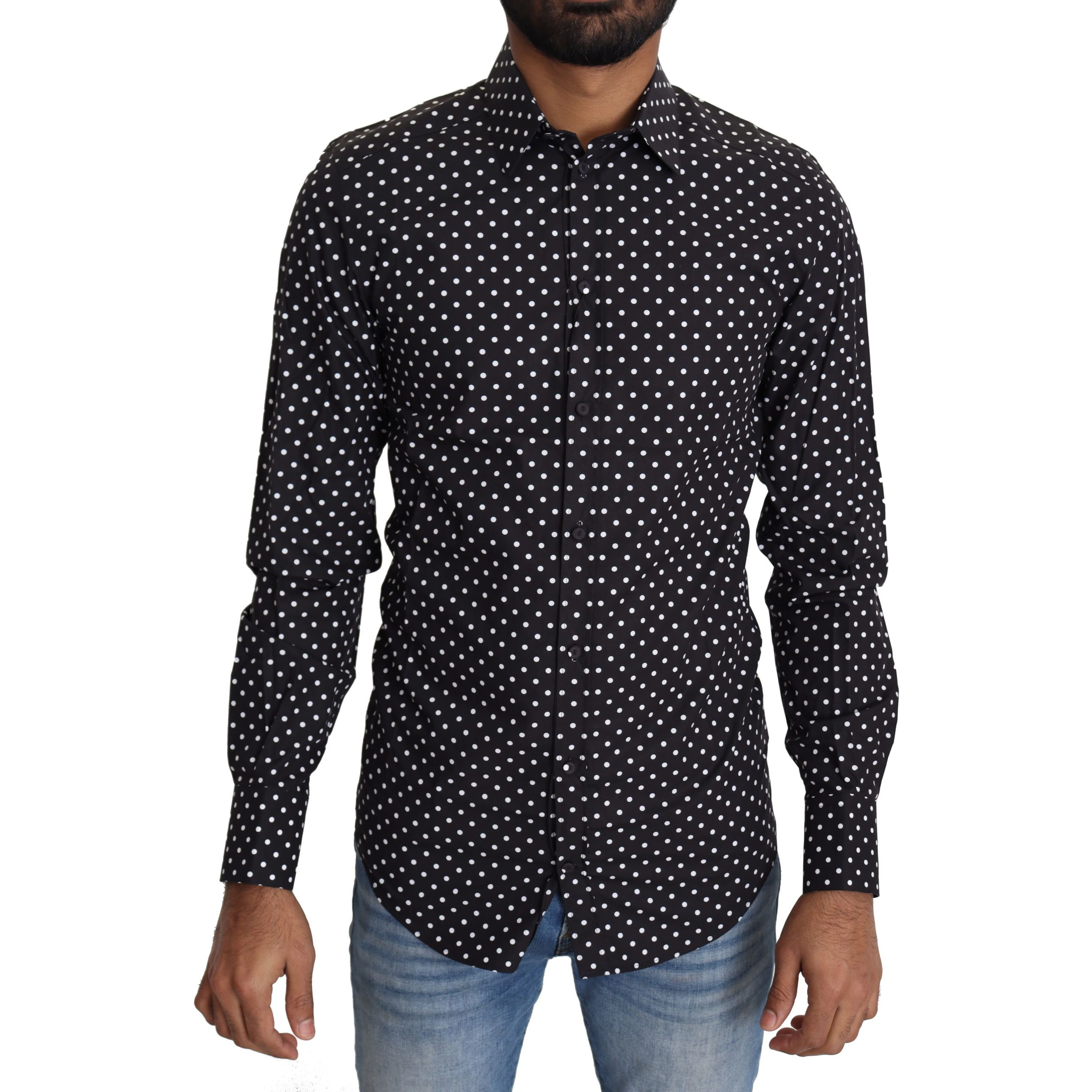 Black White Polka Dots Casual Shirt