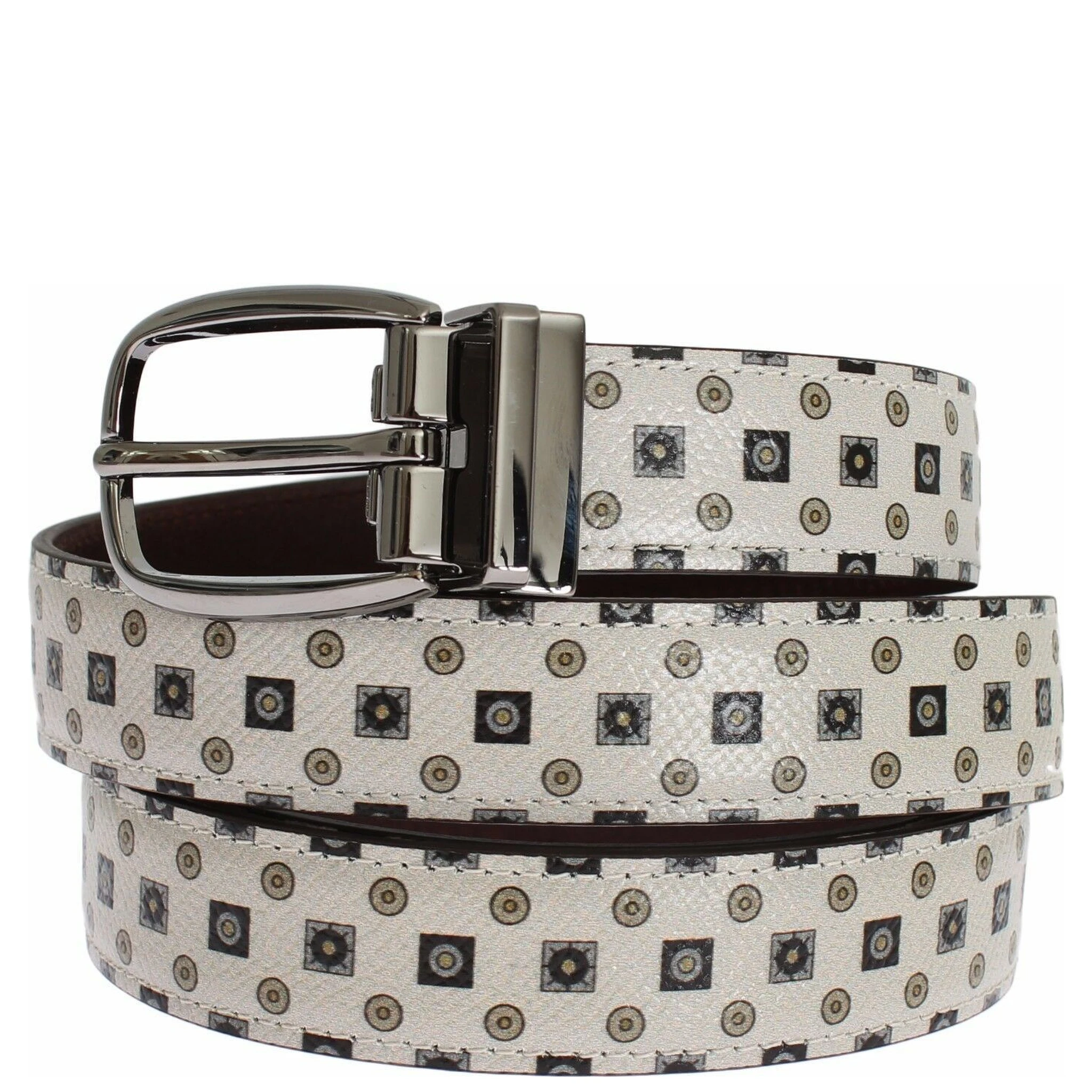White Silk Bowtie Leather Men Belt Gift Box