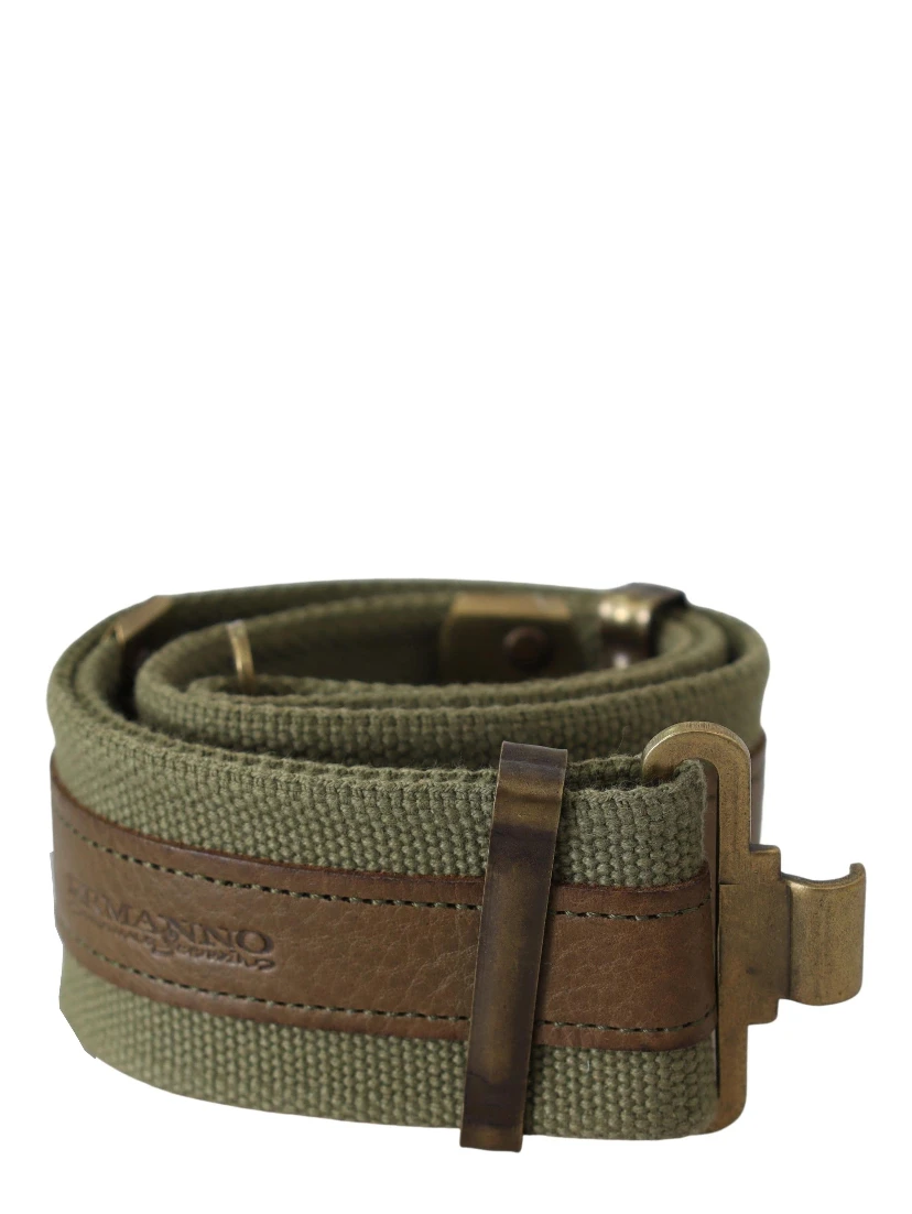 Green Leather Rustic Bronze Buckle Army Belt