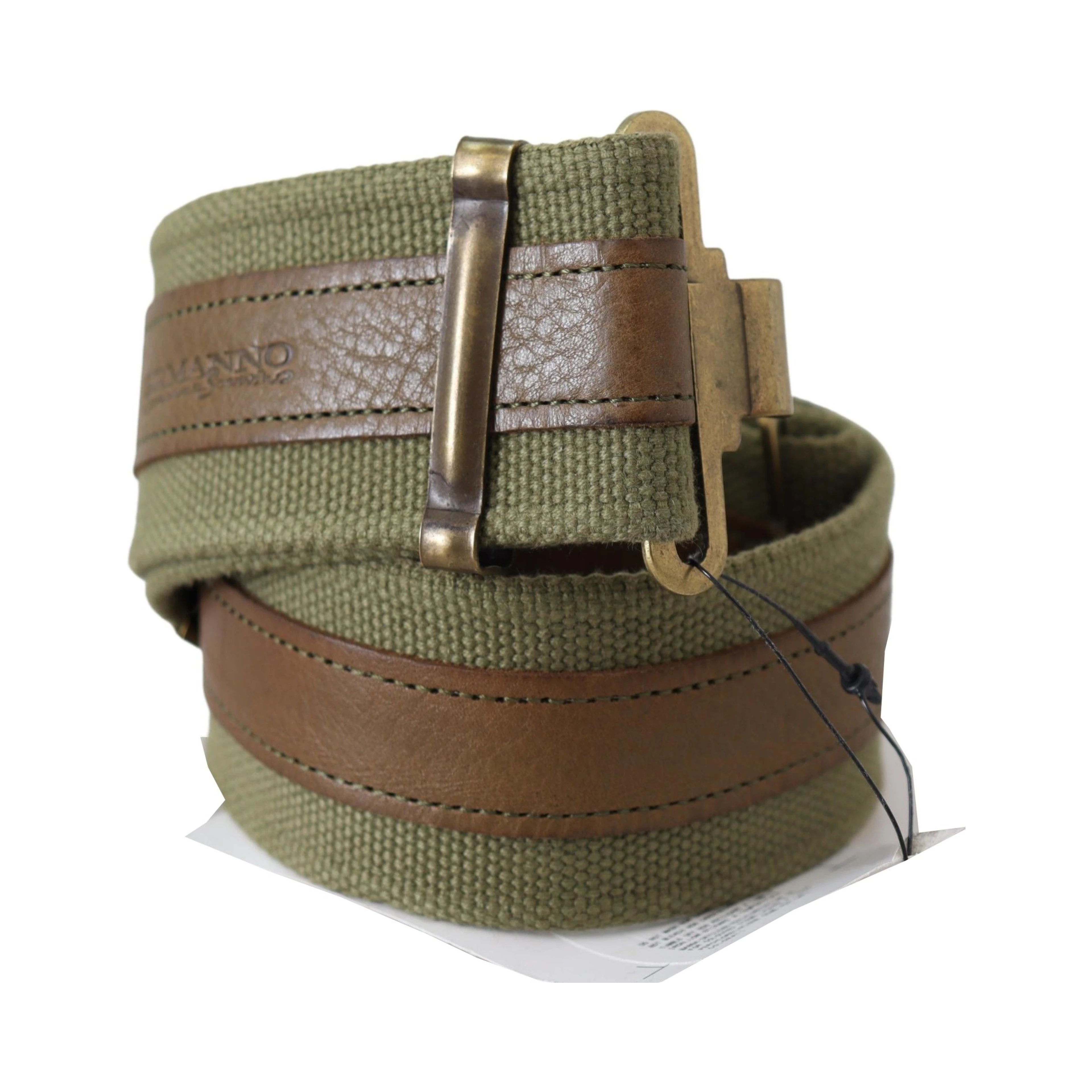 Green Leather Rustic Bronze Buckle Army Belt