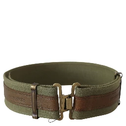 Green Leather Rustic Bronze Buckle Army Belt