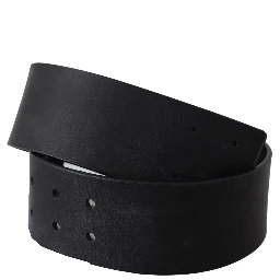 Black Genuine Leather Wide Logo Waist Belt