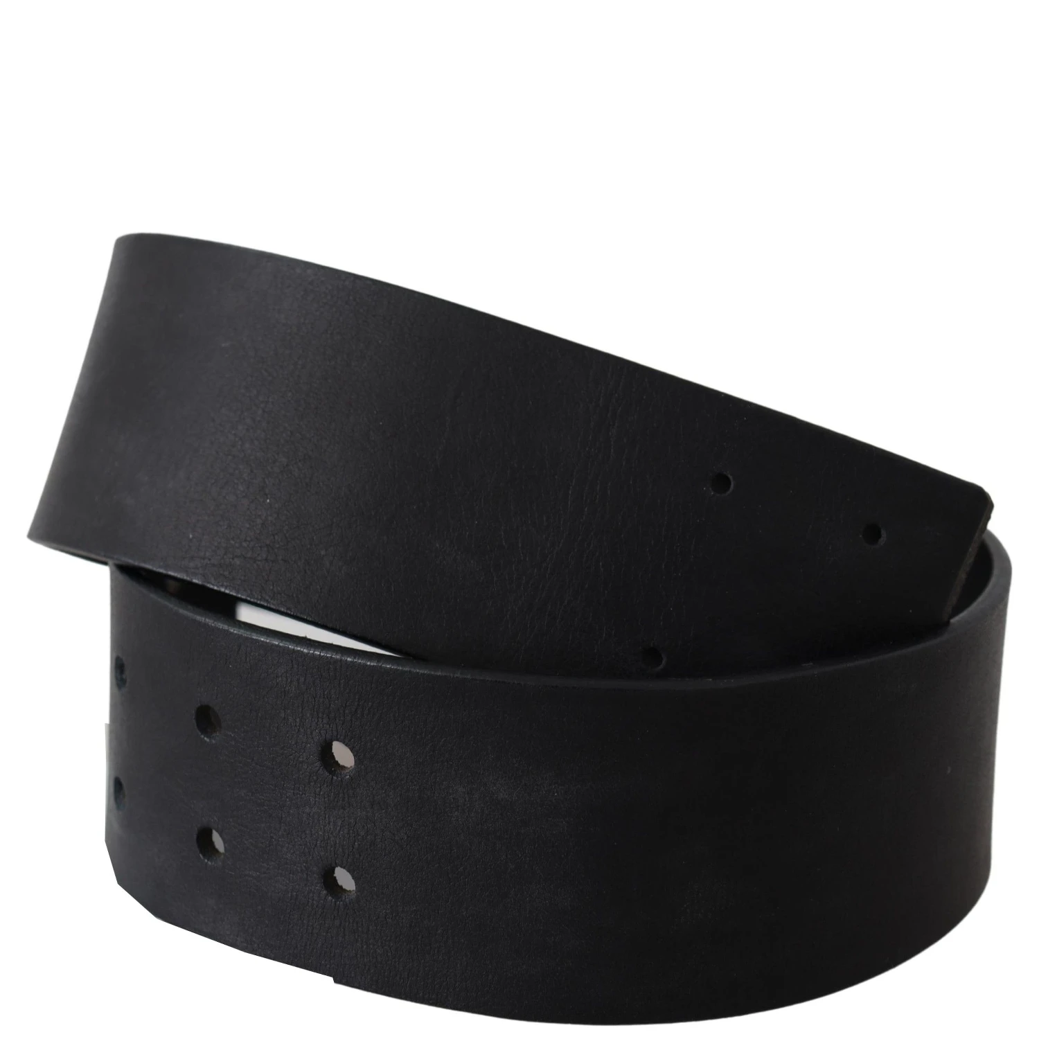 Black Genuine Leather Wide Logo Waist Belt