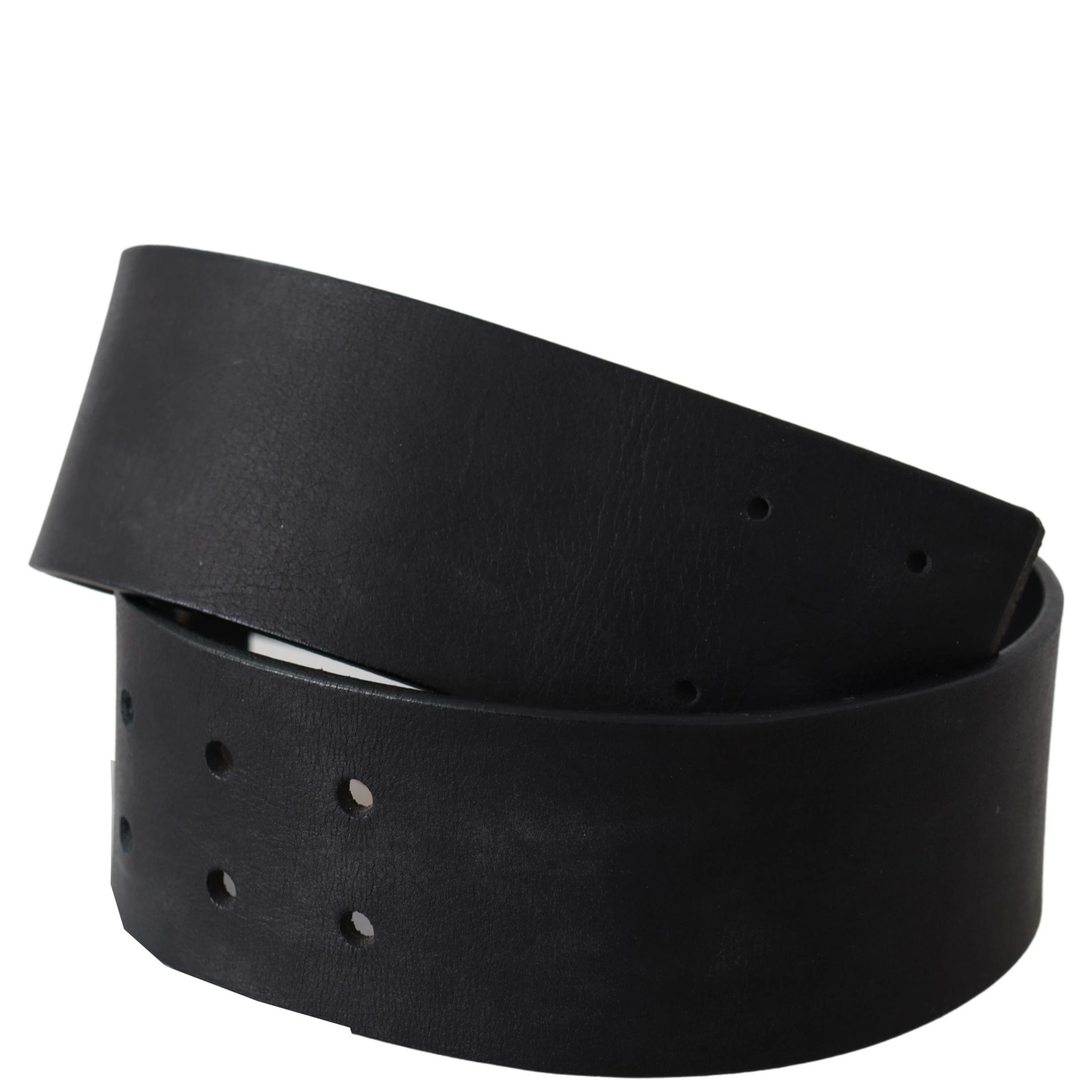 Black Genuine Leather Wide Logo Waist Belt