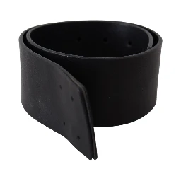 Black Genuine Leather Wide Logo Waist Belt