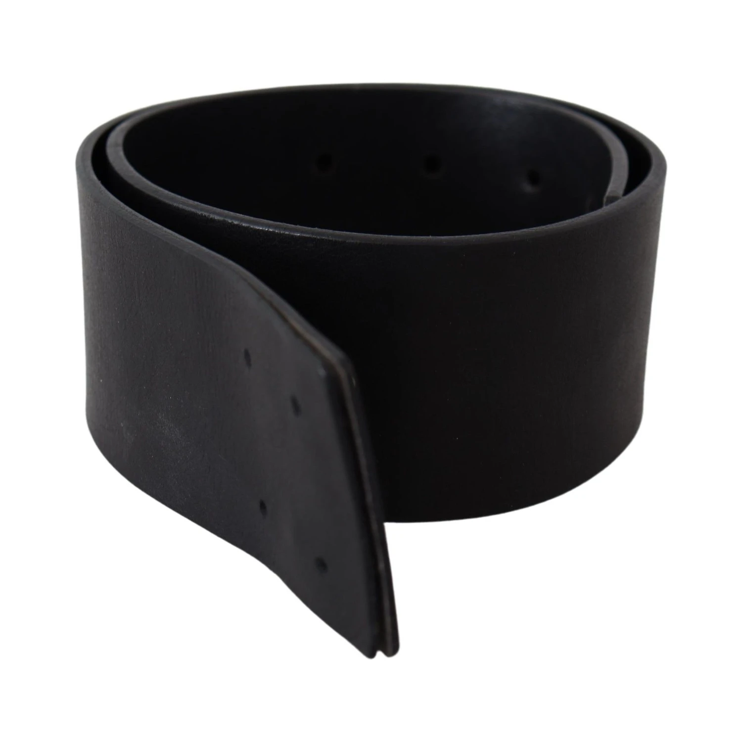 Black Genuine Leather Wide Logo Waist Belt