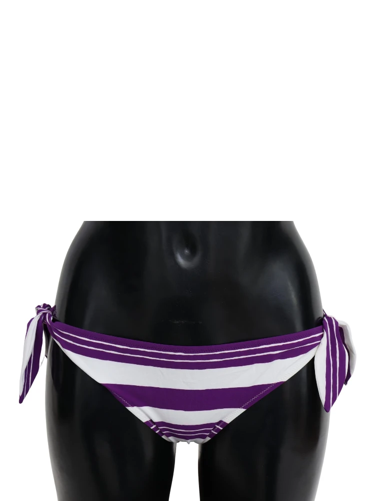 Purple White Stripes Beachwear Bikini Bottom