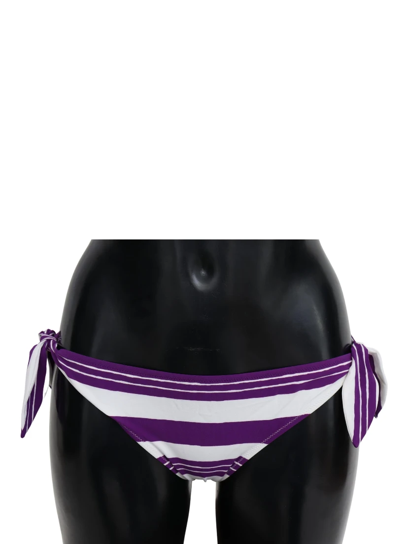Purple White Stripes Beachwear Bikini Bottom