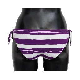 Purple White Stripes Beachwear Bikini Bottom