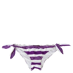 Purple White Stripes Beachwear Bikini Bottom