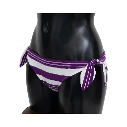 Purple White Stripes Beachwear Bikini Bottom