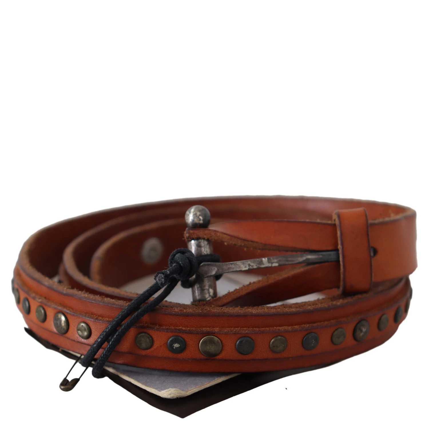 Brown Genuine Leather Rustic Silver Buckle Belt