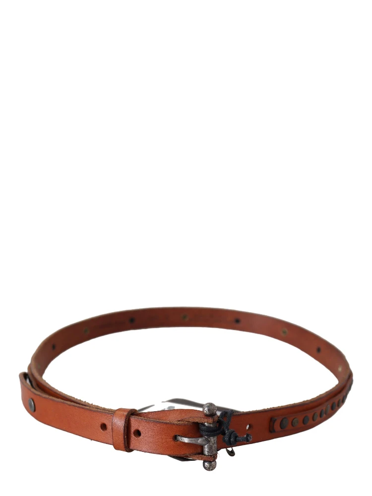 Brown Genuine Leather Rustic Silver Buckle Belt alternative