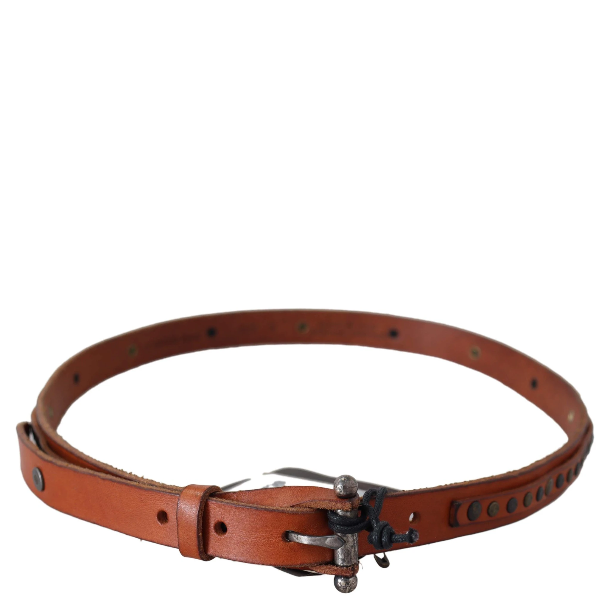 Brown Genuine Leather Rustic Silver Buckle Belt