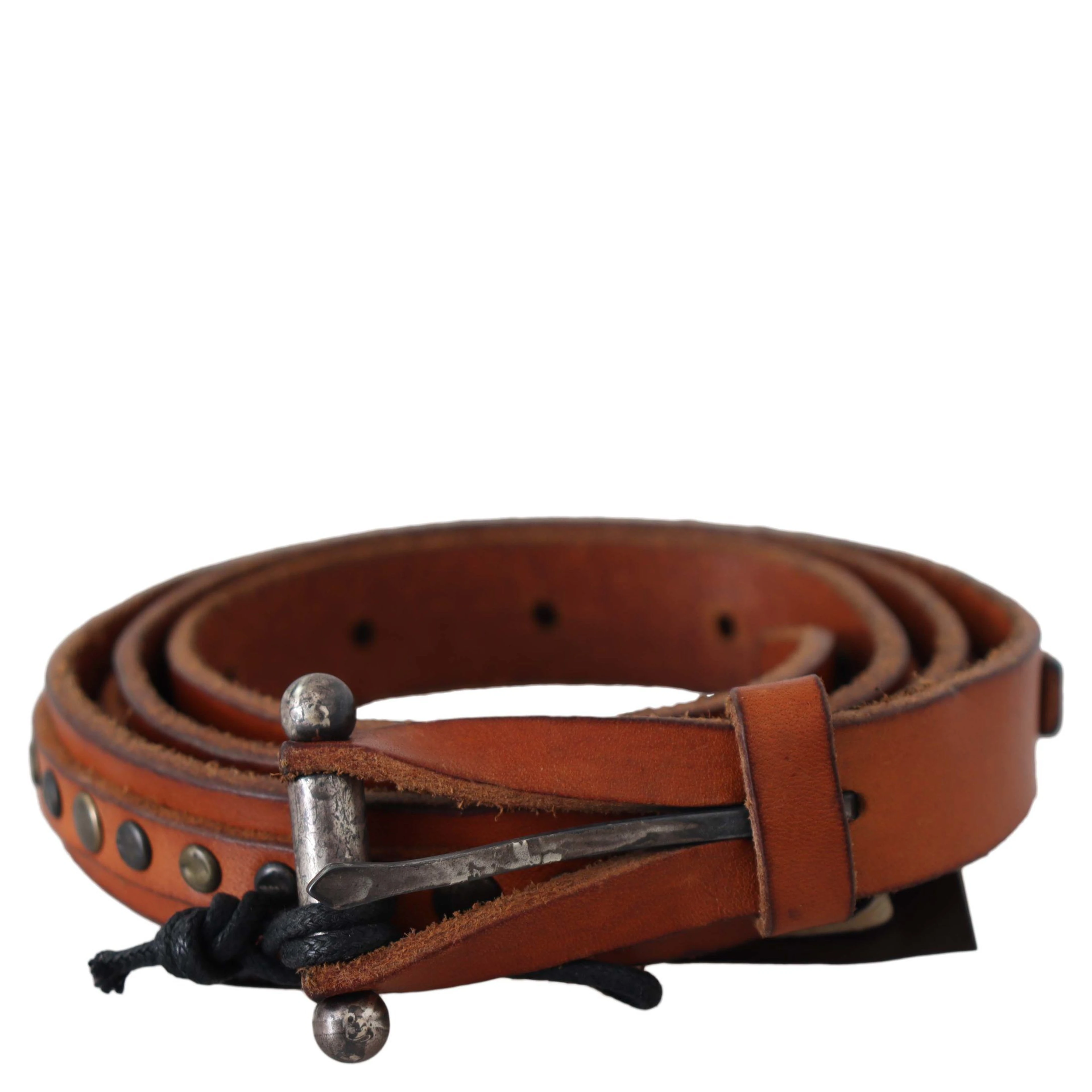 Brown Genuine Leather Rustic Silver Buckle Belt