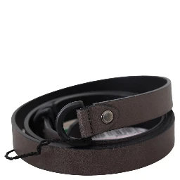 Brown Leather Skinny Round Buckle Belt
