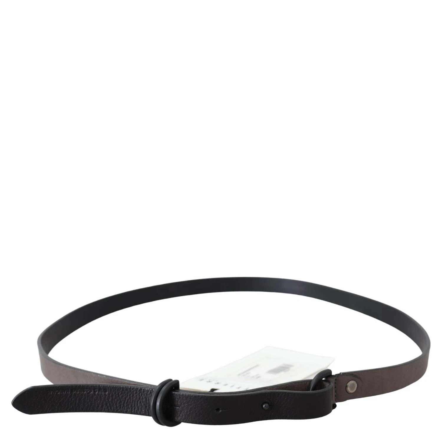 Brown Leather Skinny Round Buckle Belt
