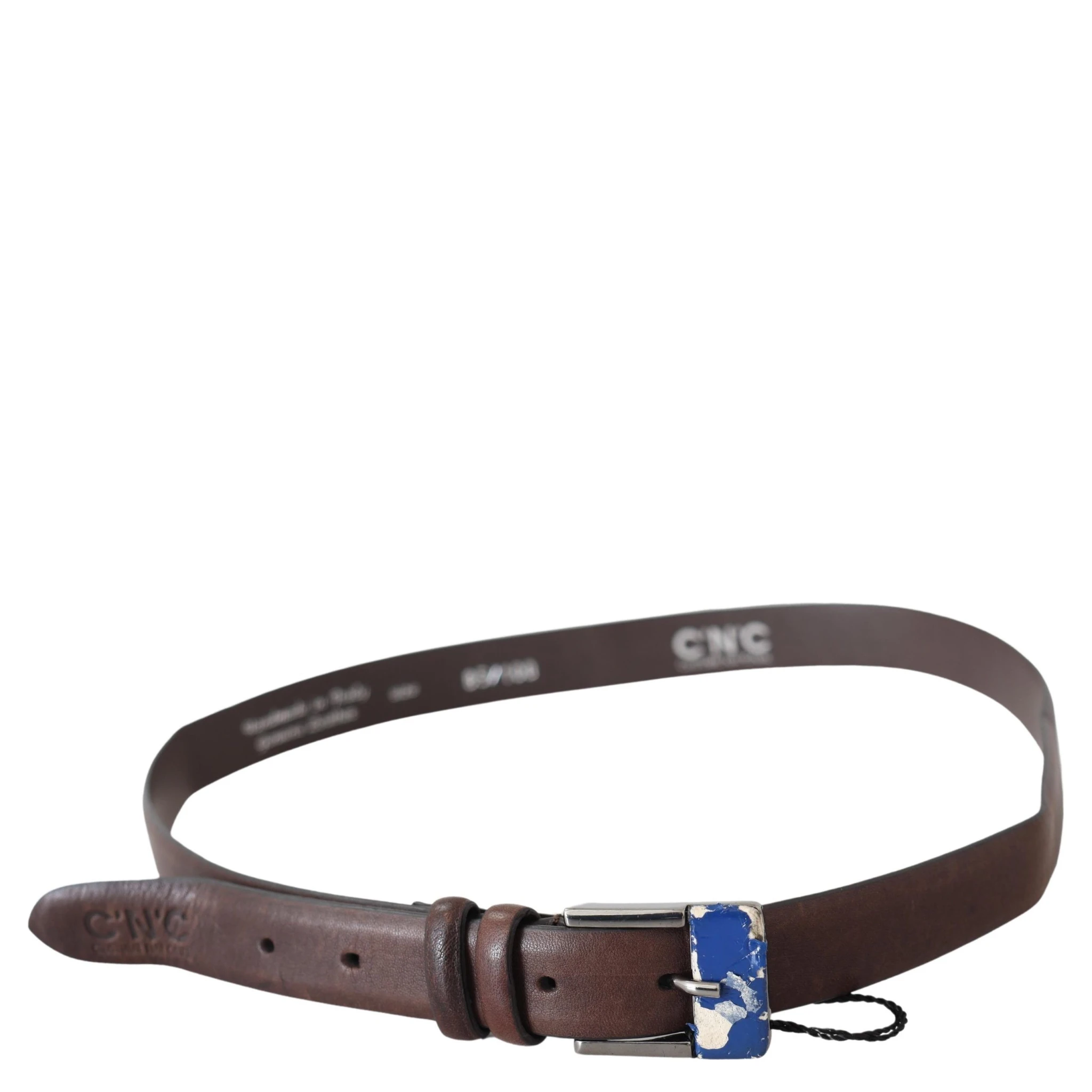 Brown Genuine Leather Silver Buckle Belt