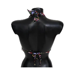 Black Floral Print Swimsuit Beachwear Bikini Tops