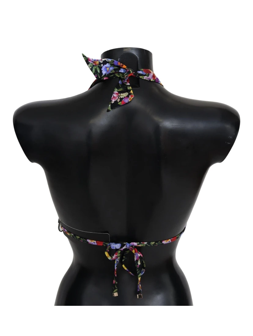 Black Floral Print Swimsuit Beachwear Bikini Tops