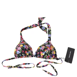 Black Floral Print Swimsuit Beachwear Bikini Tops