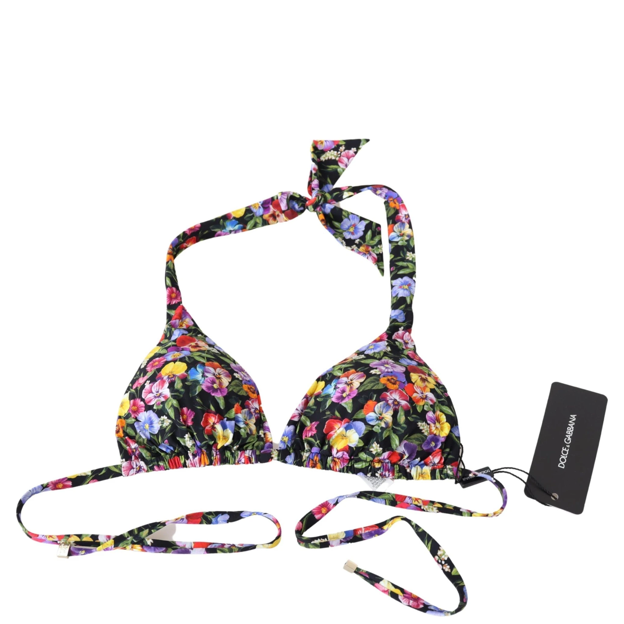 Black Floral Print Swimsuit Beachwear Bikini Tops