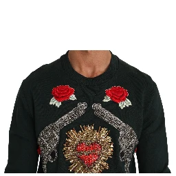 Green Crystal Heart Roses Gun Sweater