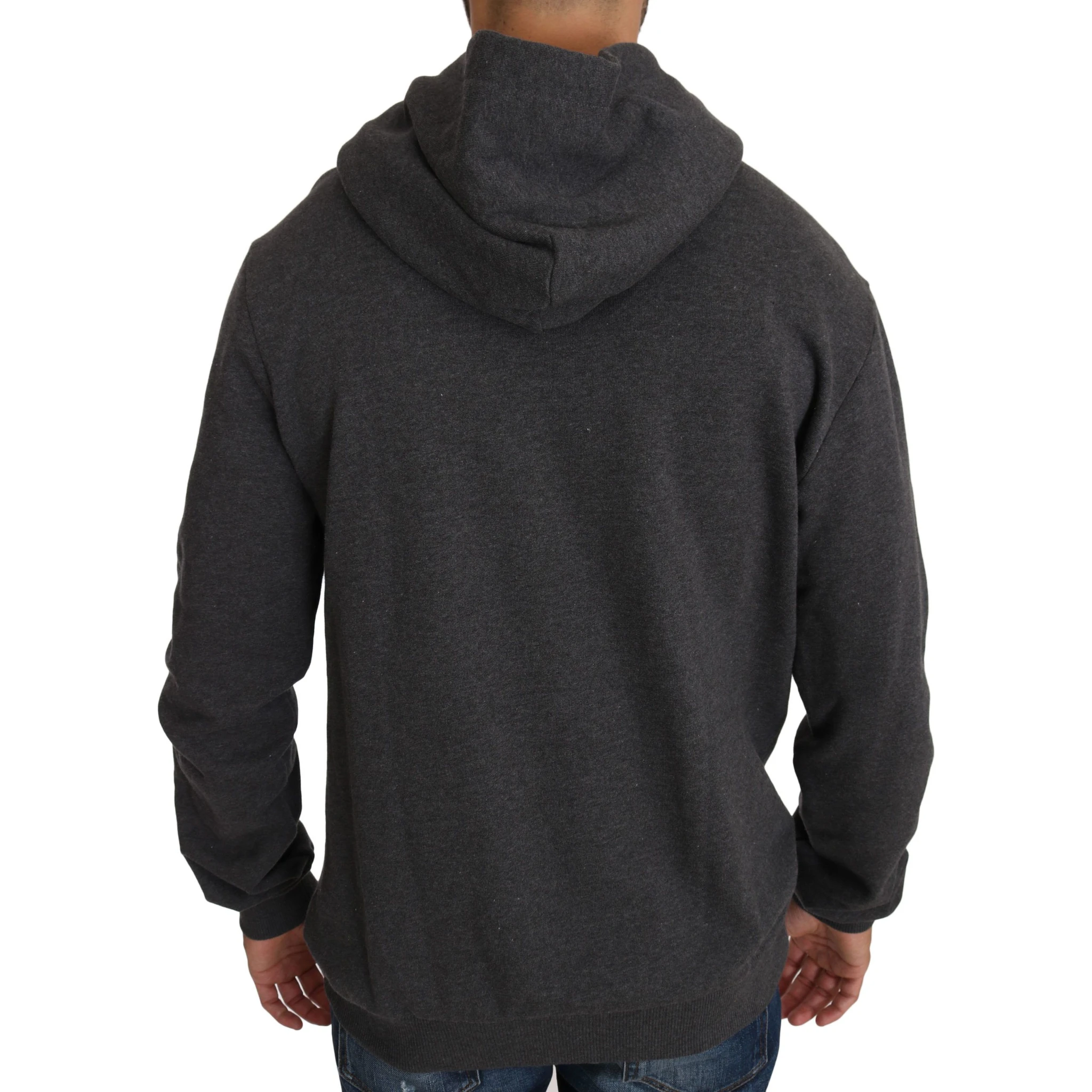 Gray Hooded Red Crystal Heart Gun Sweater