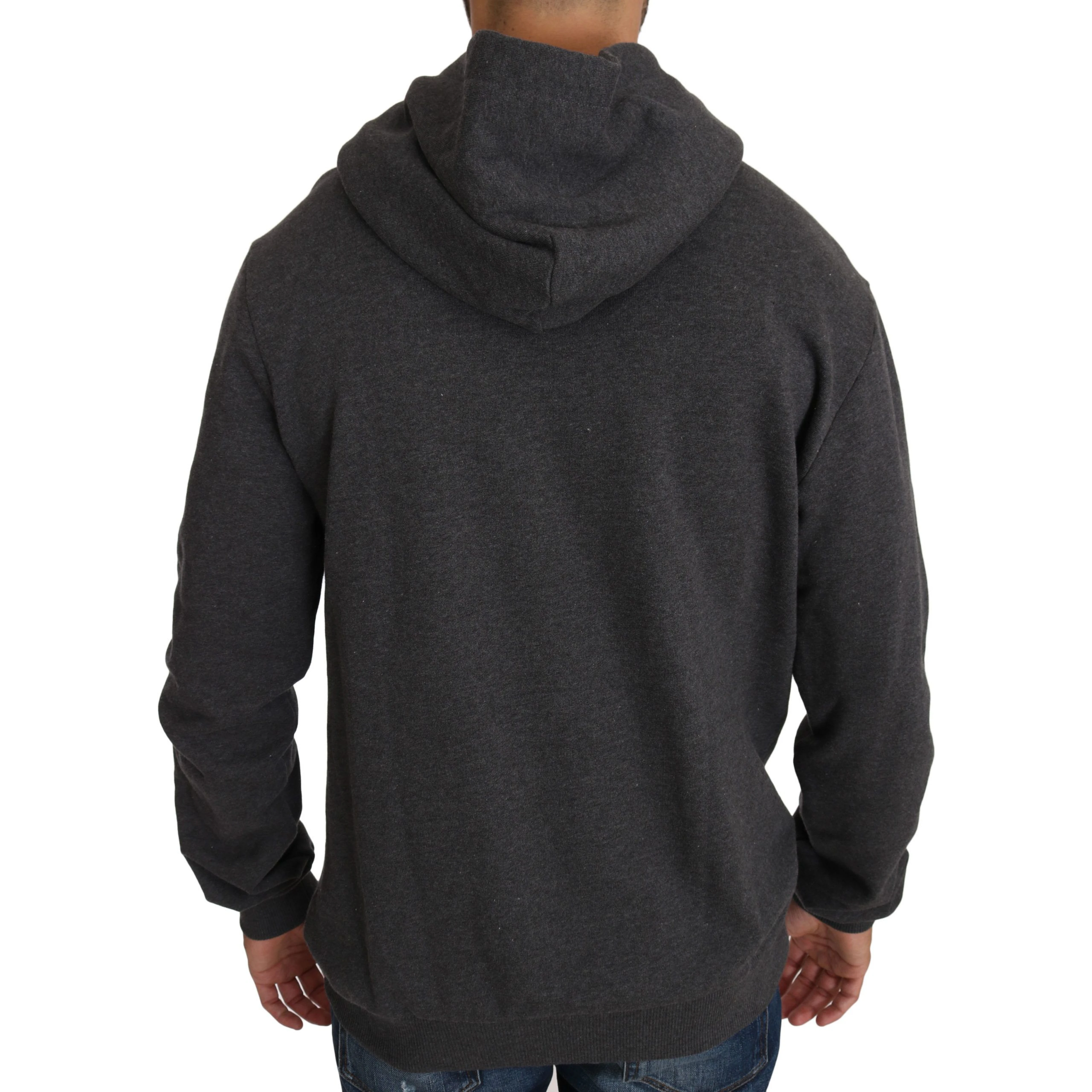 Gray Hooded Red Crystal Heart Gun Sweater