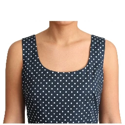 Blue Dotted Cotton A-Line Gown Dress
