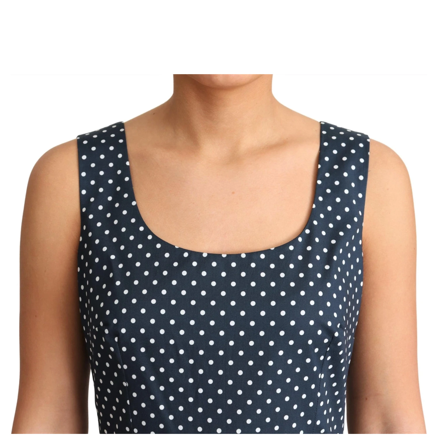 Blue Dotted Cotton A-Line Gown Dress
