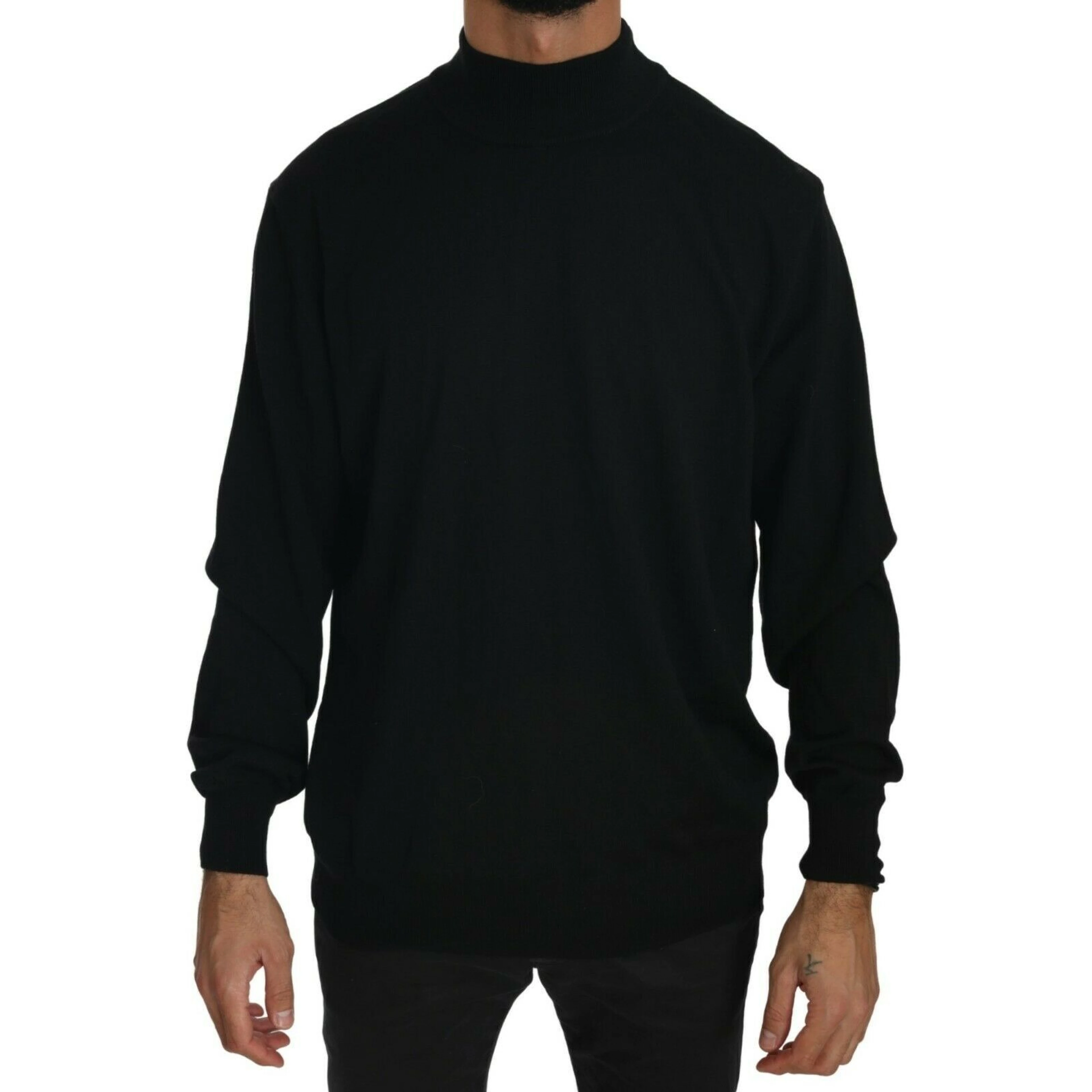 Black Turtle Neck Pullover Top Virgin Wool Sweater