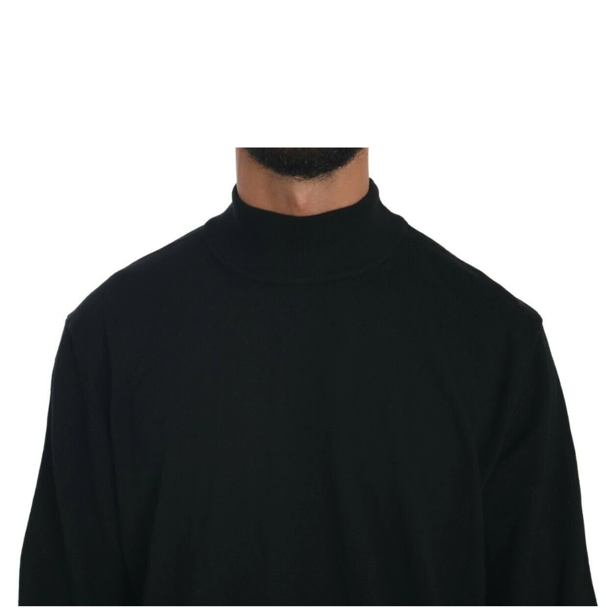 Black Turtle Neck Pullover Top Virgin Wool Sweater