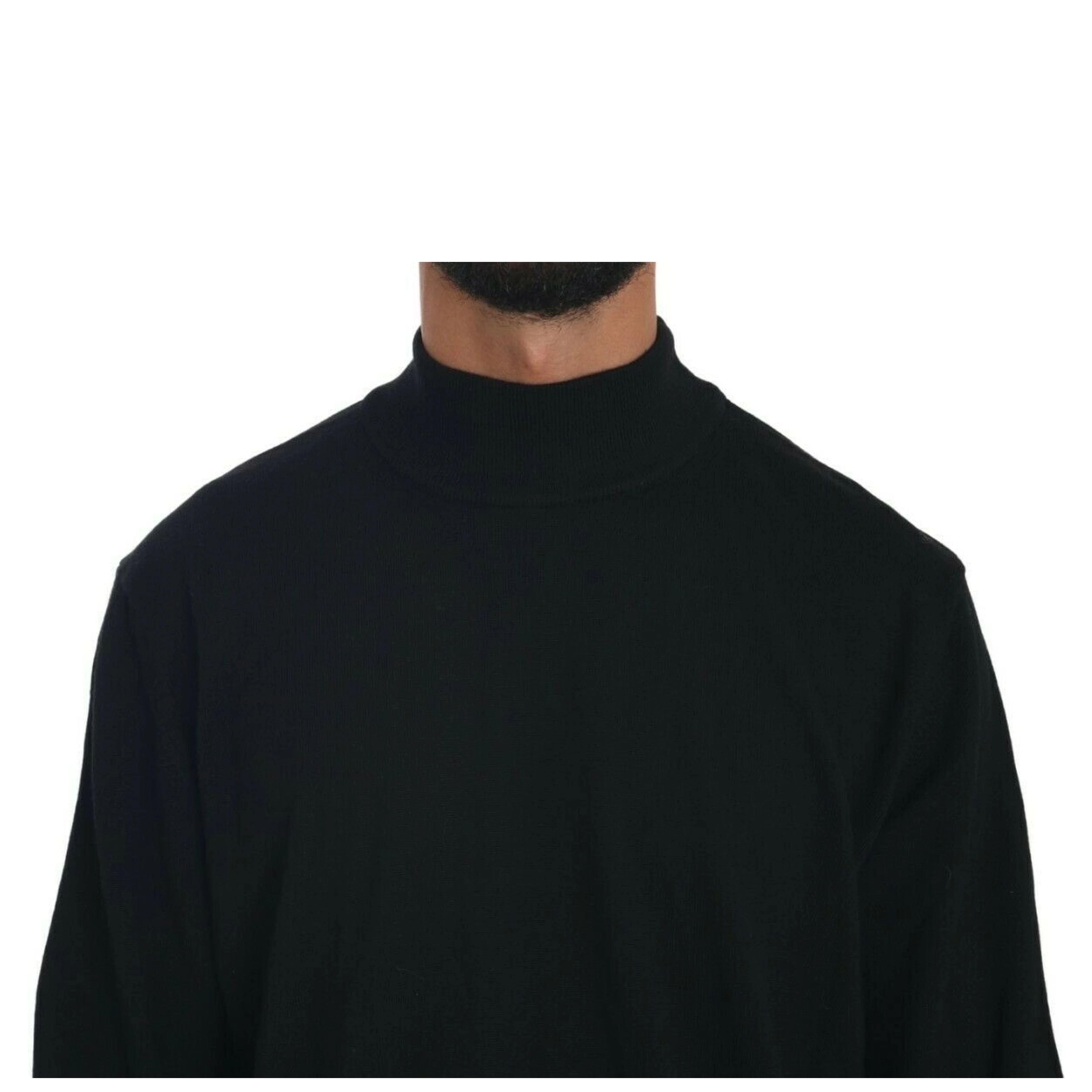 Black Turtle Neck Pullover Top Virgin Wool Sweater