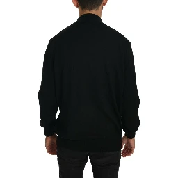 Black Turtle Neck Pullover Top Virgin Wool Sweater