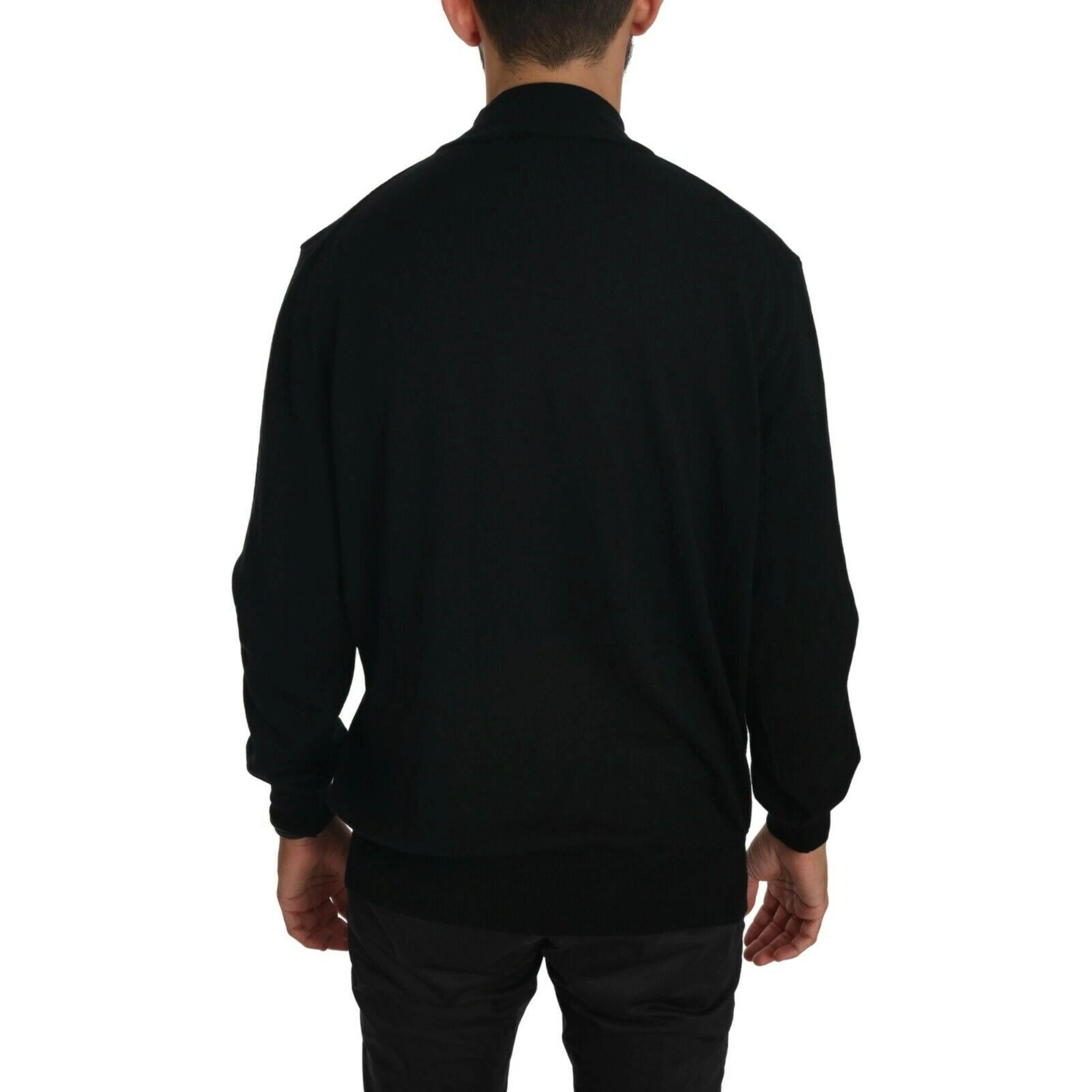 Black Turtle Neck Pullover Top Virgin Wool Sweater