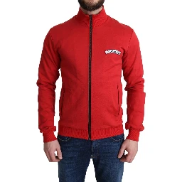 Red DG Motor Club Zippered Cardigan Sweater