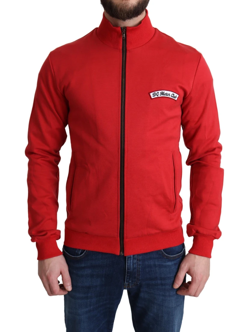 Red DG Motor Club Zippered Cardigan Sweater