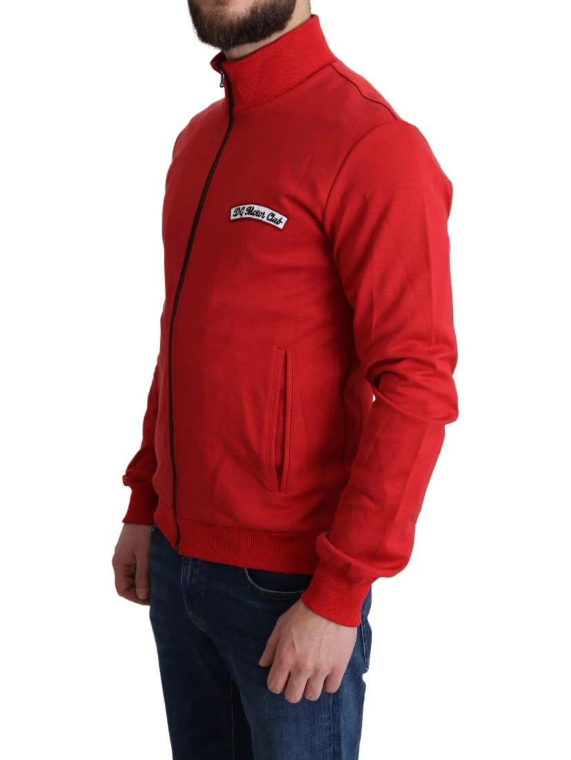 Red DG Motor Club Zippered Cardigan Sweater