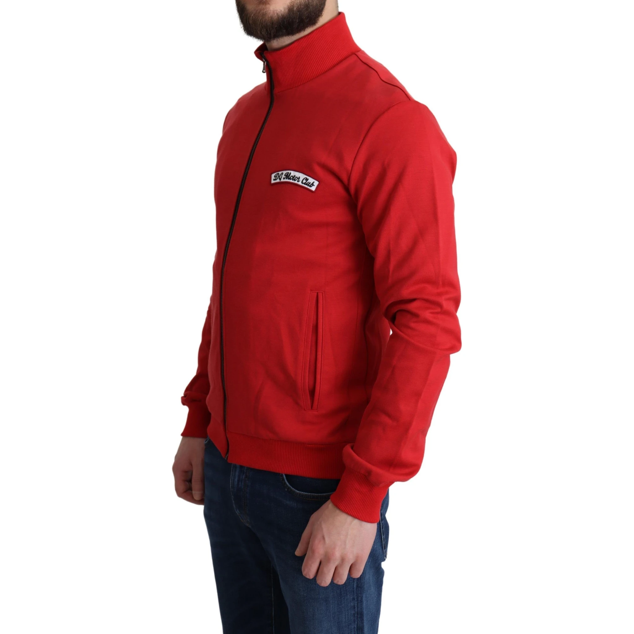 Red DG Motor Club Zippered Cardigan Sweater