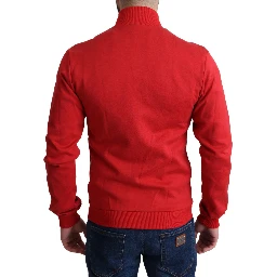 Red DG Motor Club Zippered Cardigan Sweater