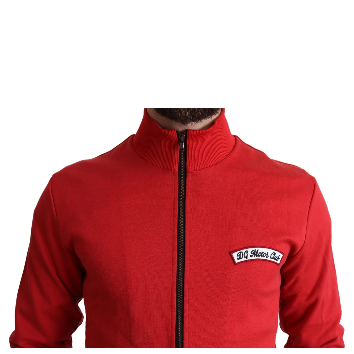 Red DG Motor Club Zippered Cardigan Sweater