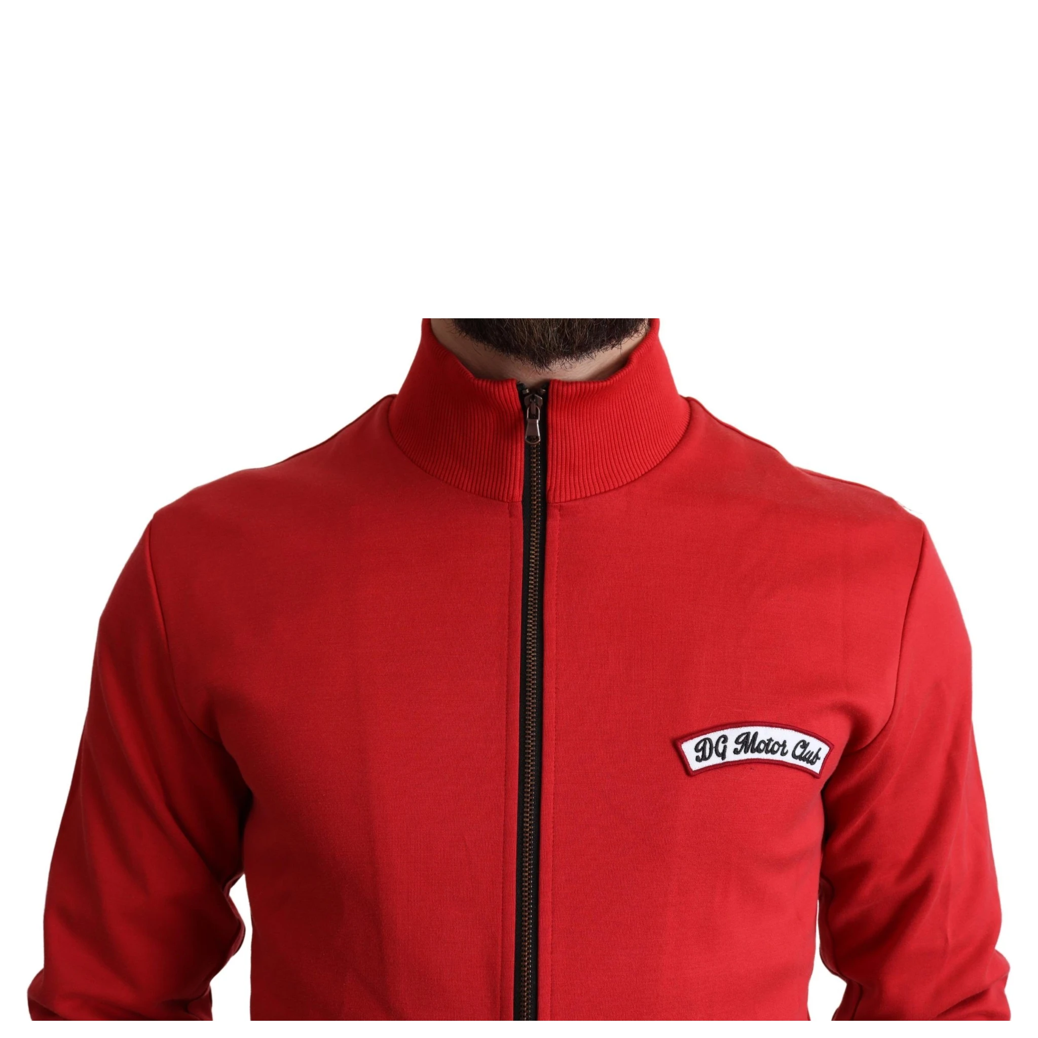 Red DG Motor Club Zippered Cardigan Sweater