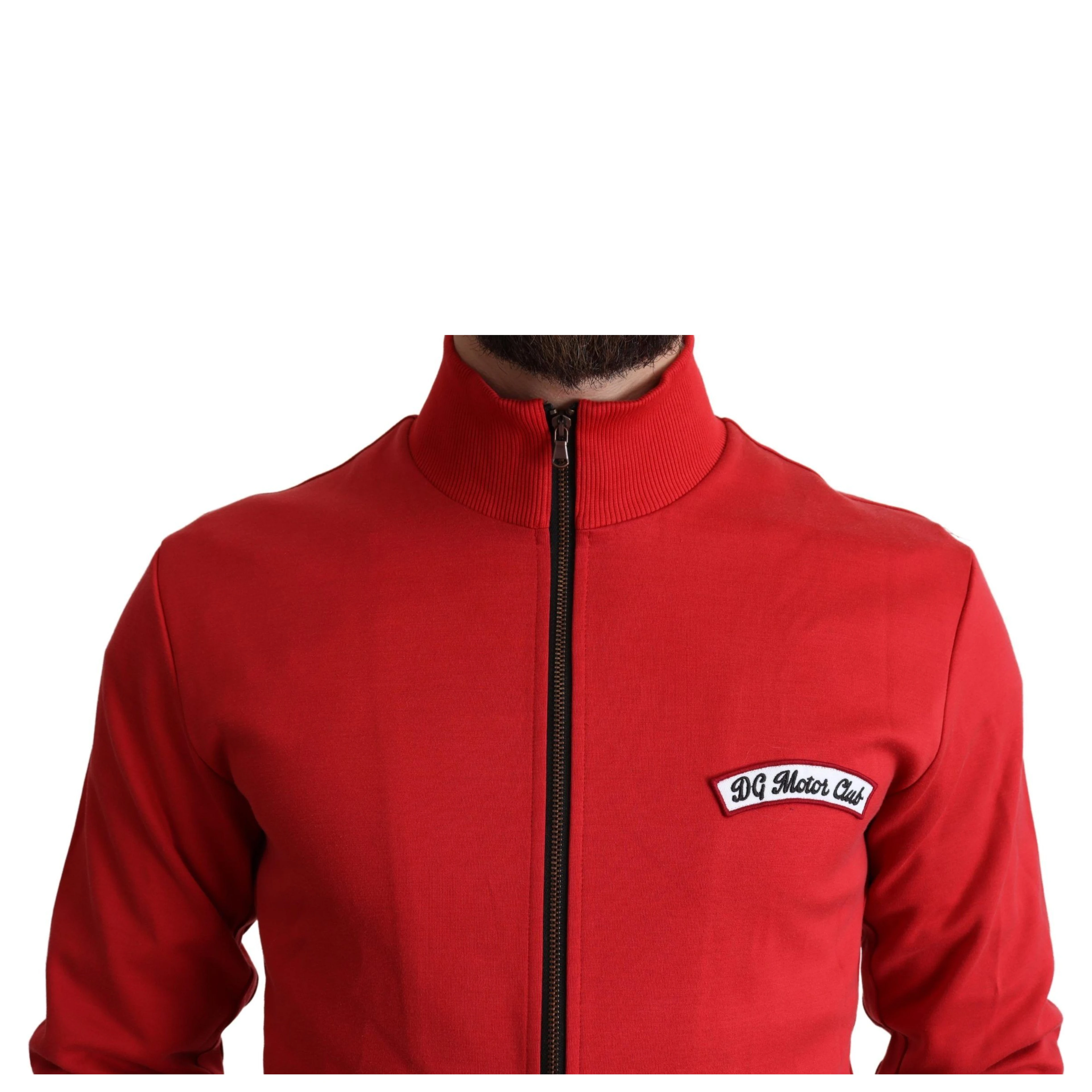 Red DG Motor Club Zippered Cardigan Sweater
