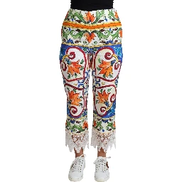 Multicolor Majolica Print Trouser  Cotton Pants