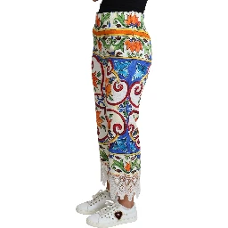 Multicolor Majolica Print Trouser  Cotton Pants