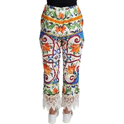 Multicolor Majolica Print Trouser  Cotton Pants