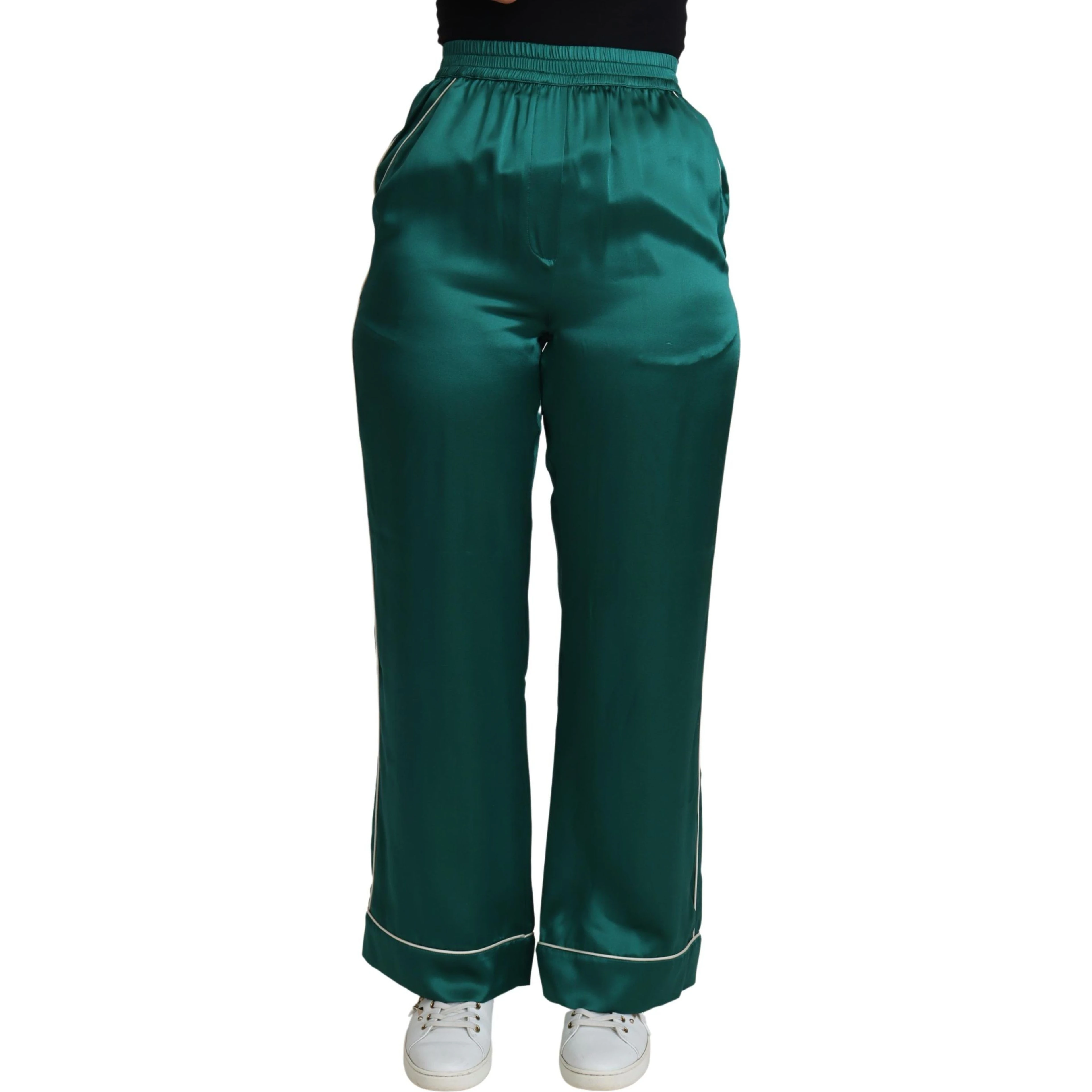 Green High Waist Pajama Trouser Silk Pant