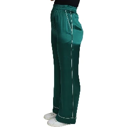 Green High Waist Pajama Trouser Silk Pant