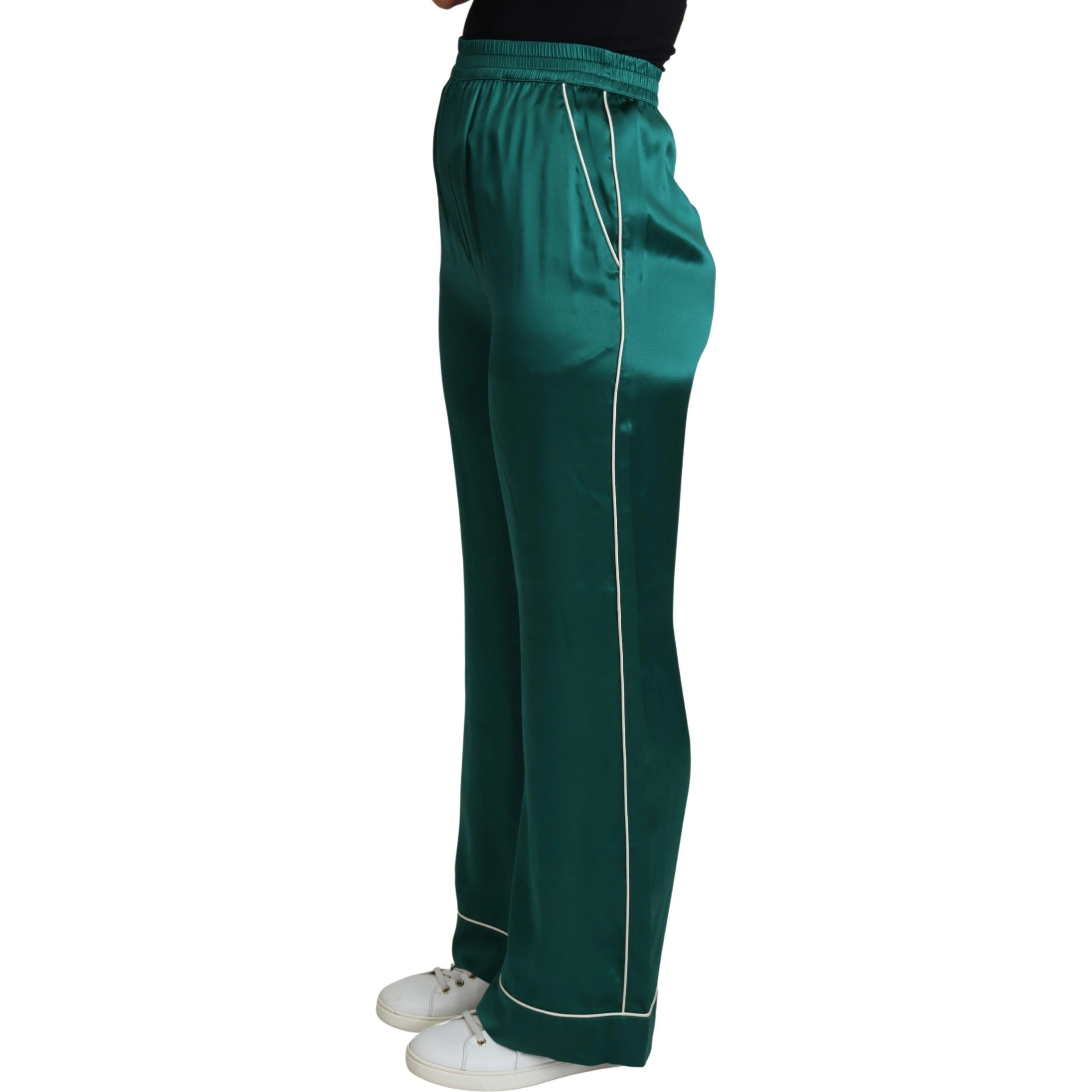 Green High Waist Pajama Trouser Silk Pant